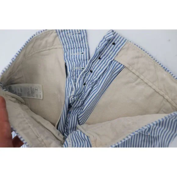 abercrombie fitch men's 30 9.5" striped white blue distressed flat front shorts - Picture 13 of 14